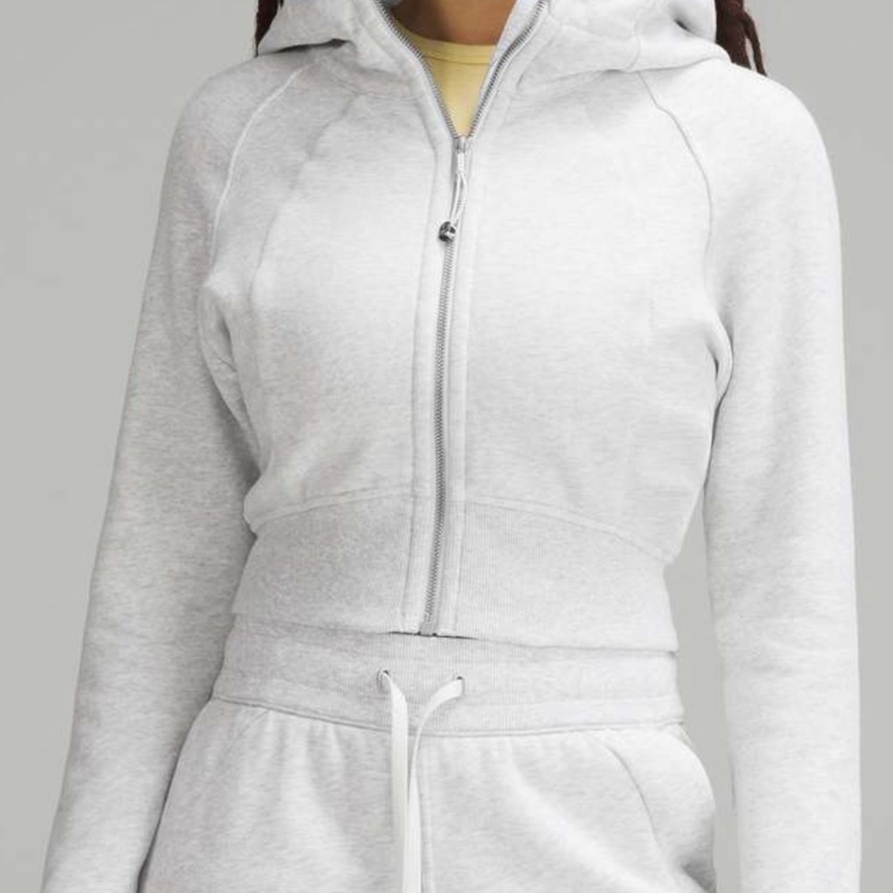 Lululemon Scuba Full Zip Cropped Hoodie Light Gray